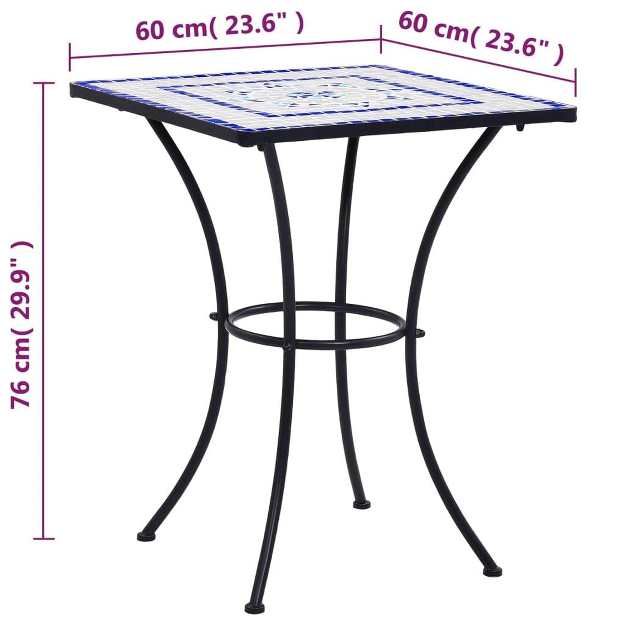 Voir la diapositive 6 : VIDAXL Table de bistro mosaïque Bleu et blanc 60 cm Ceramique