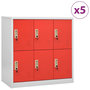 Voir la diapositive 1 : VIDAXL Armoires a casiers 5 pcs Gris clair et rouge 90x45x92,5cm Acier