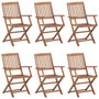 Voir la diapositive 2 : VIDAXL Chaises pliables de jardin lot de 6 avec coussins Bois d'acacia
