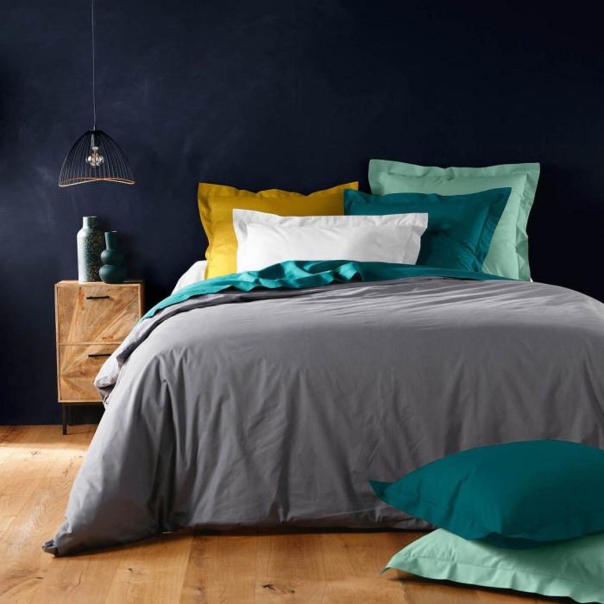 Paris Prix Housse de Couette  Lina  140x200cm Anthracite