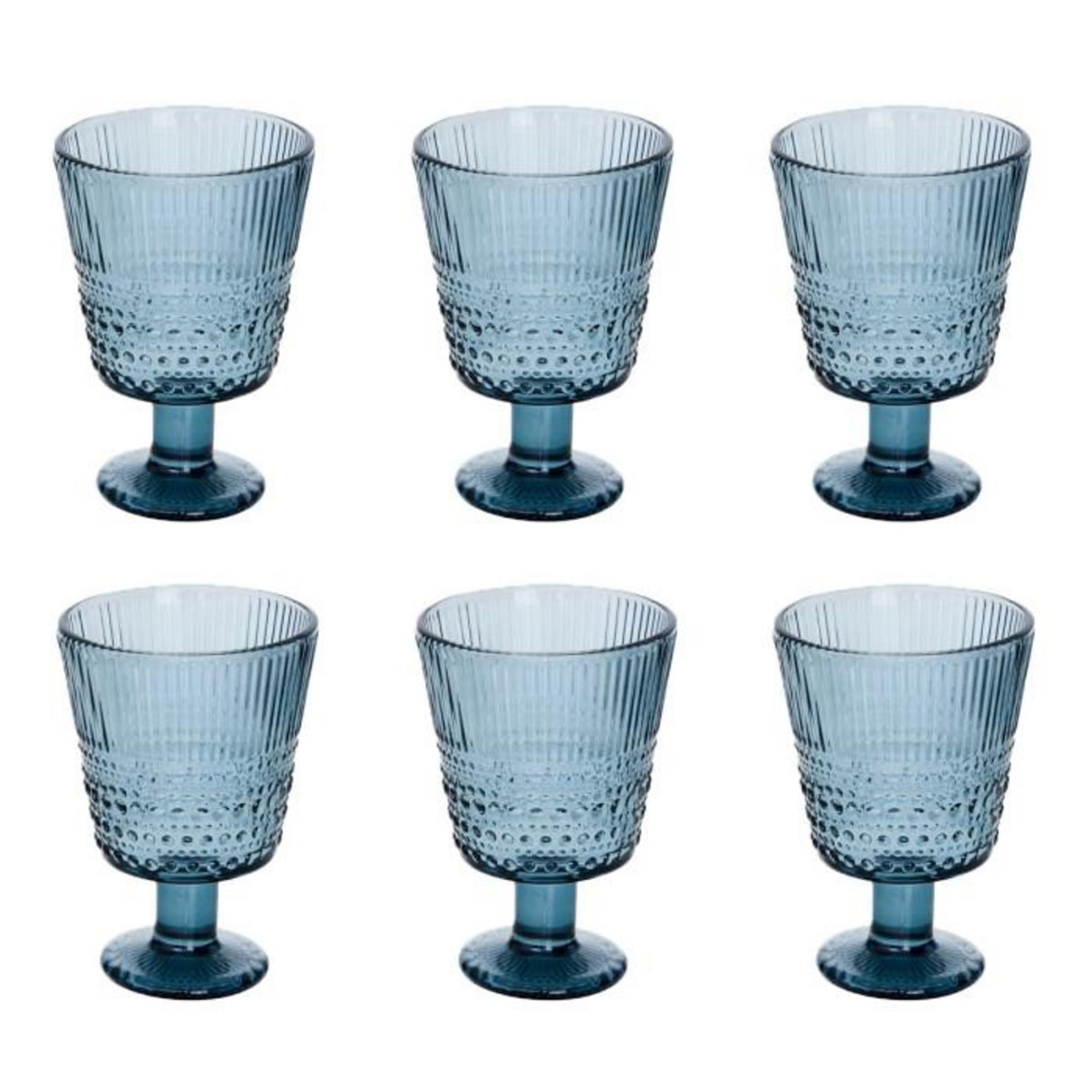 SECRET DE GOURMET Lot de 6 Verres à Vin  Joa  23cl Bleu