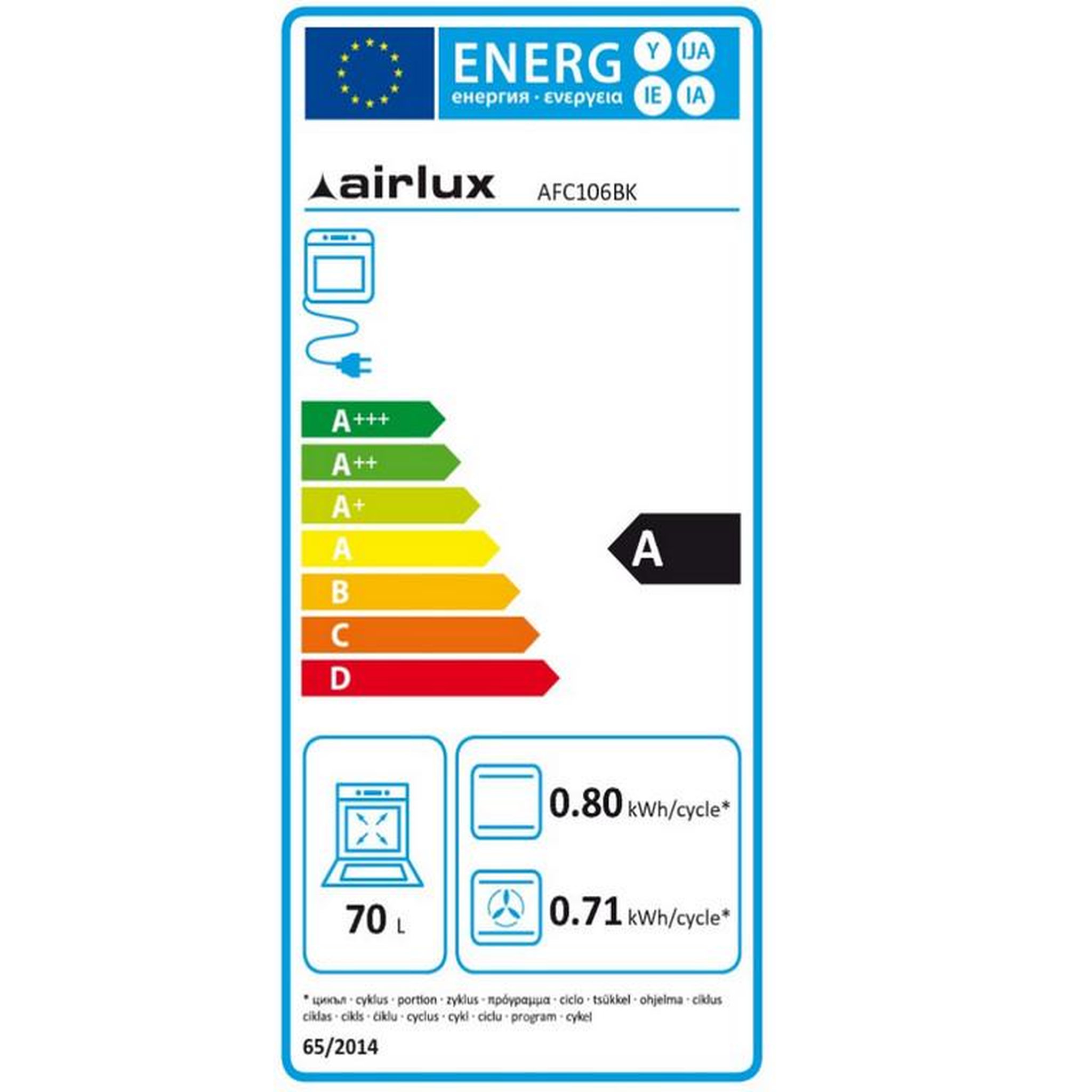 Voir la diapositive 2 : Airlux Four intégrable multifonction 65l 60cm catalyse noir - afc108bk