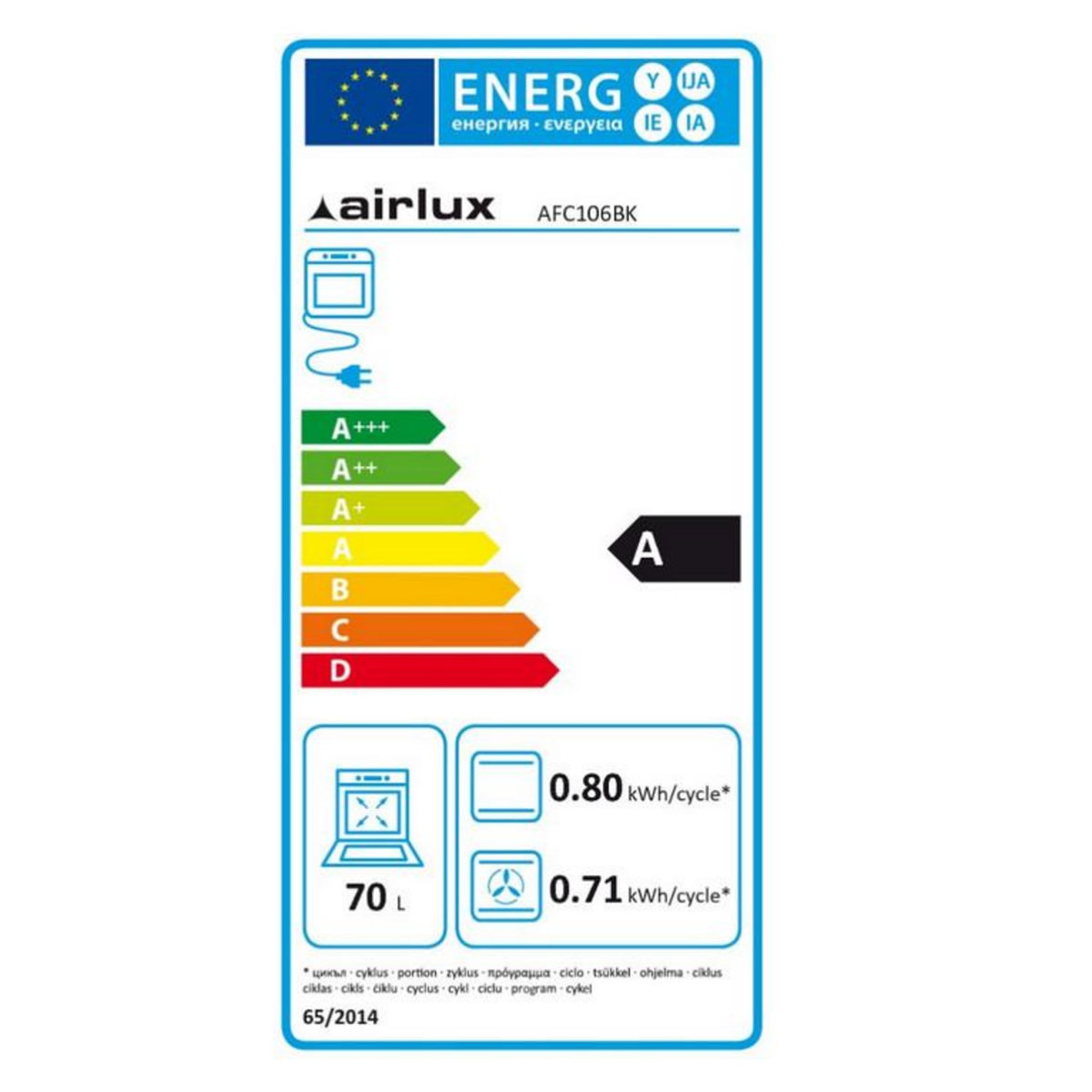 Airlux Four intégrable multifonction 65l 60cm catalyse noir - afc108bk