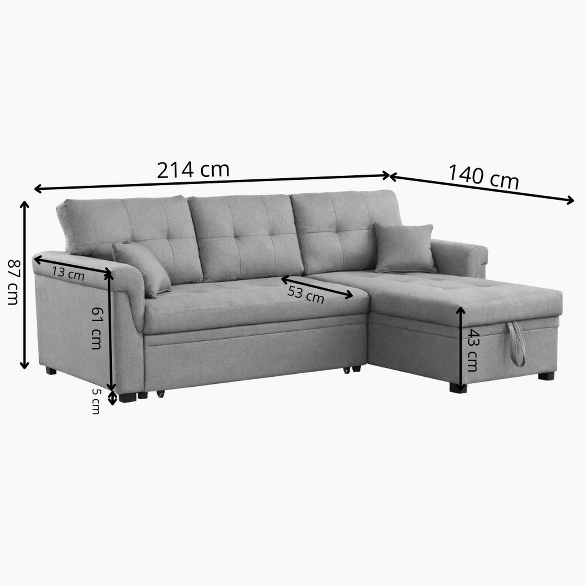 Voir la diapositive 3 : CONCEPT USINE Canapé d'angle droit convertible 4 places en tissu gris foncé toronto