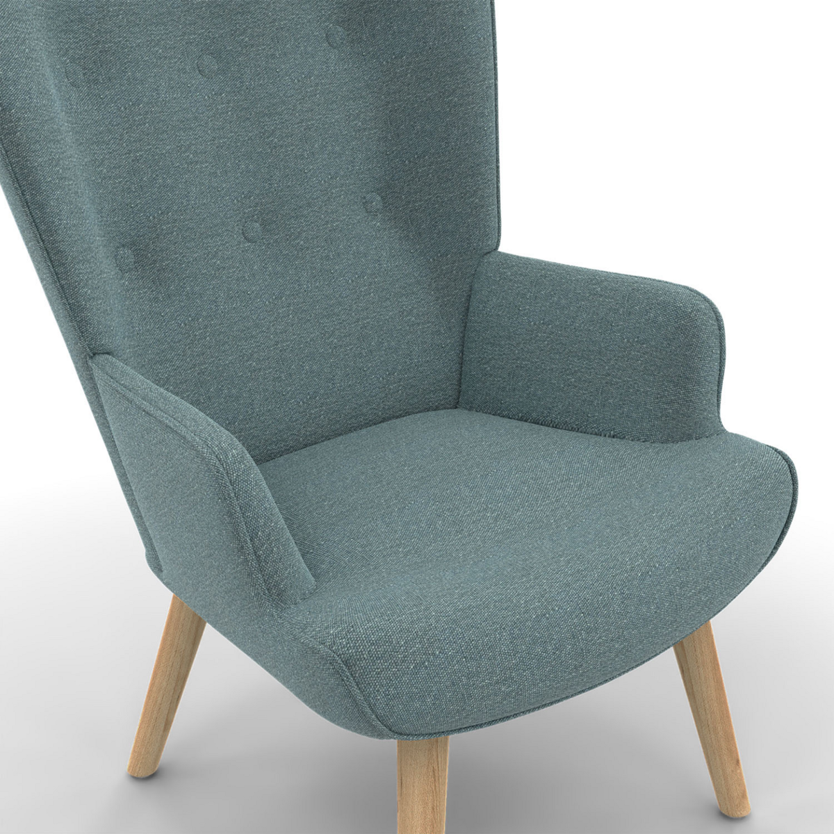 ID MARKET Fauteuil scandinave IVAR en tissu vert eucalyptus