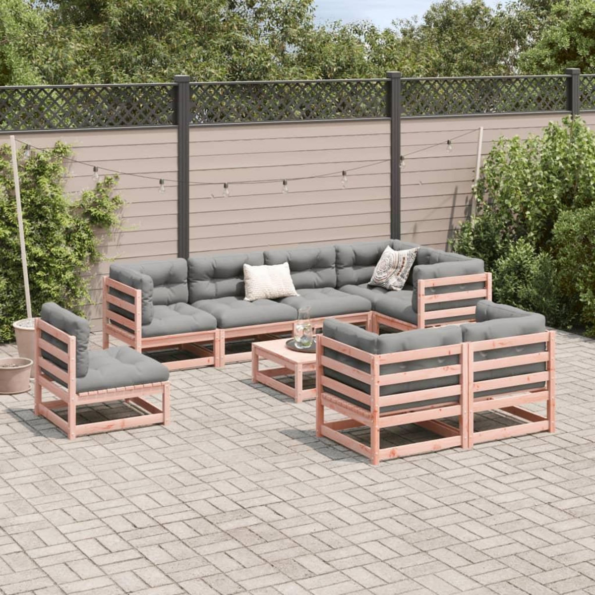 VIDAXL Salon de jardin 9 pcs bois massif sapin de douglas