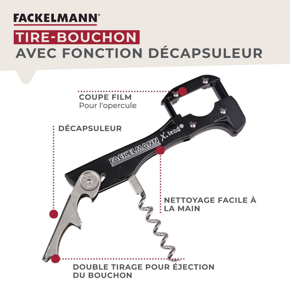 Fackelmann Tire-bouchon décapsuleur 13 cm Fackelmann Bar Concept