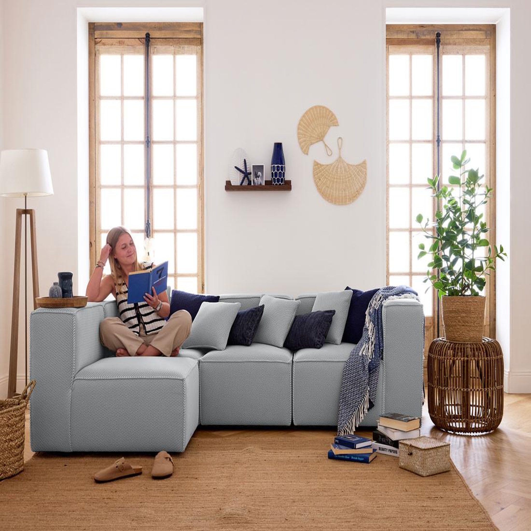 Voir la diapositive 3 : LISA DESIGN Arty - module d'assise droit - en tissu mailles 3d