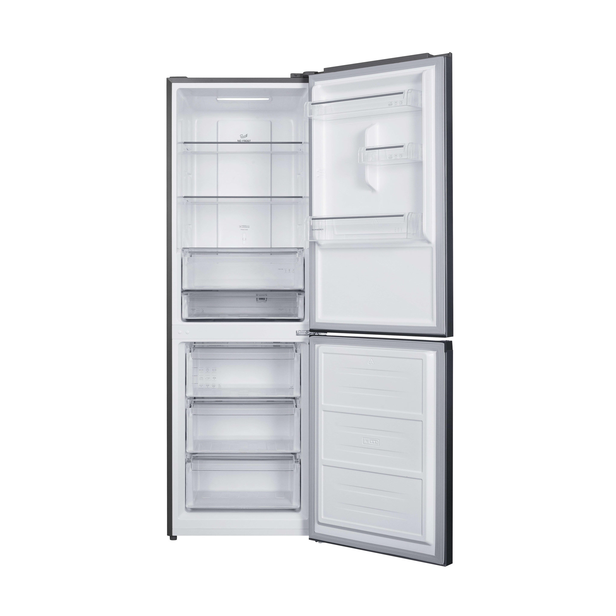 Voir la diapositive 3 : SCHNEIDER Réfrigérateur combiné 323L Inox - SCCB323HDNF-XE