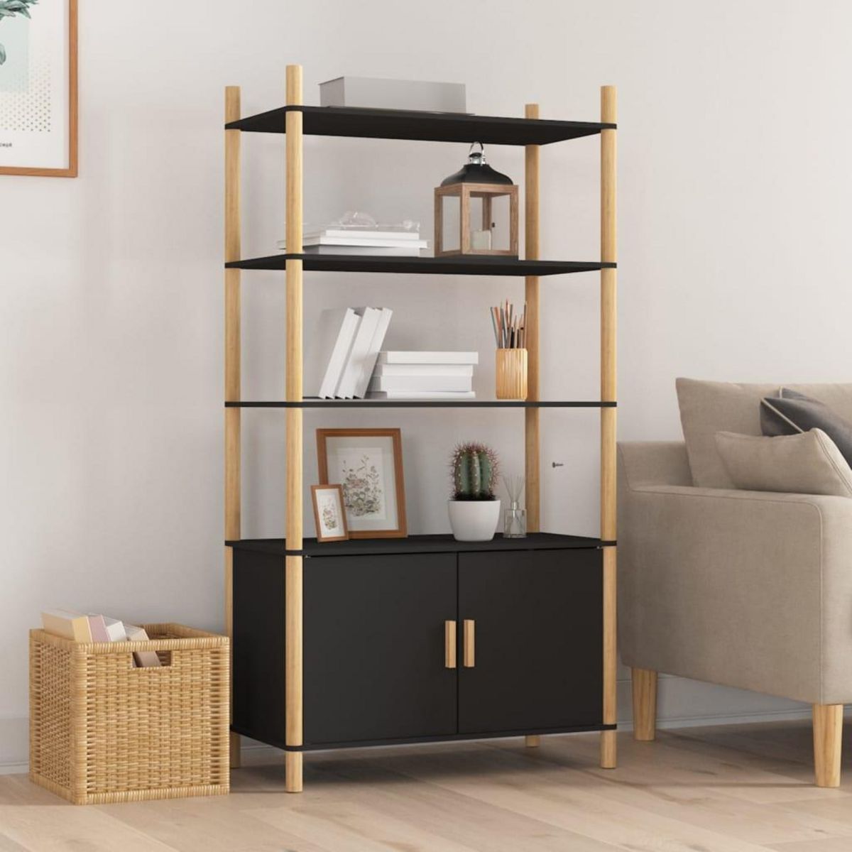 VIDAXL Buffet haut Noir 80x40x153 cm Bois d'ingenierie