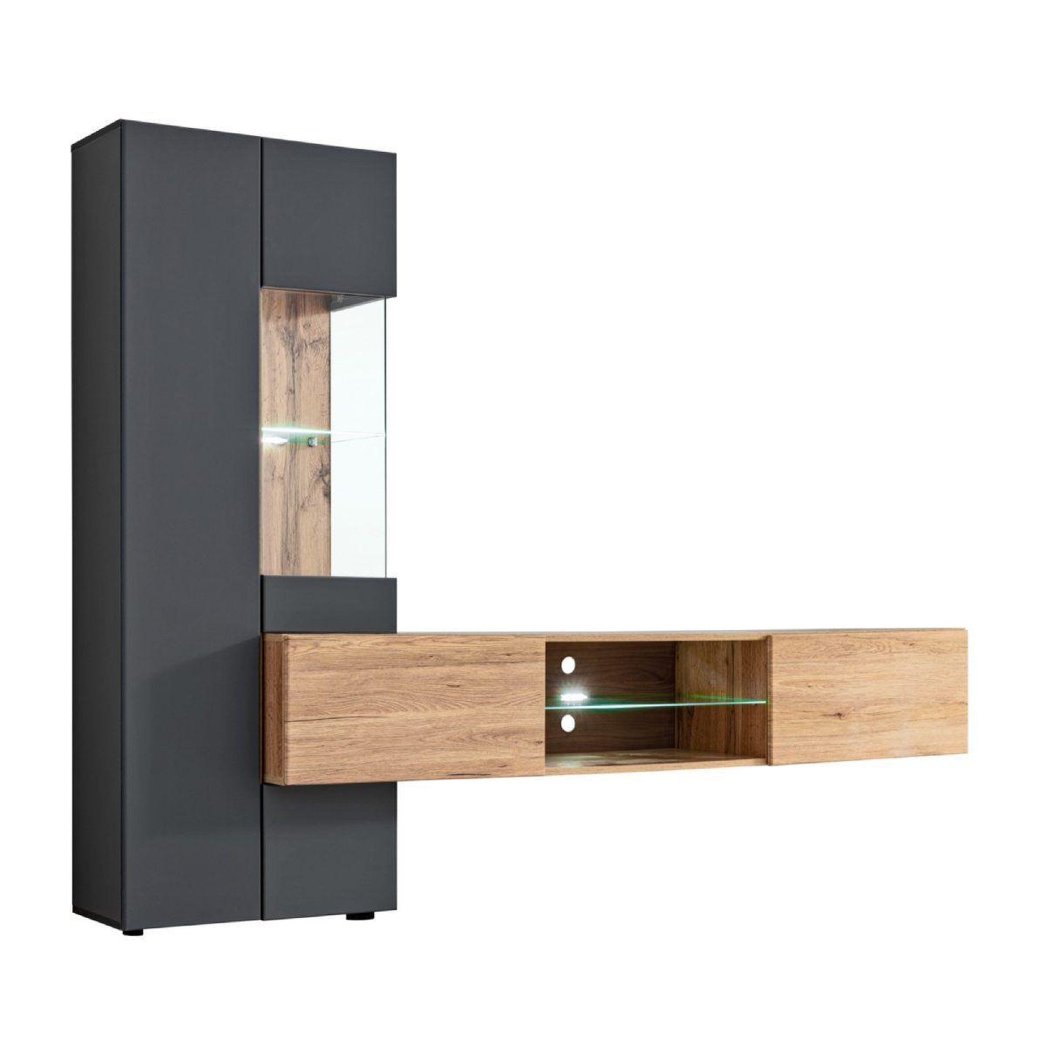 Voir la diapositive 3 : Paris Prix Ensemble meuble tv design  try  210cm chêne & gris