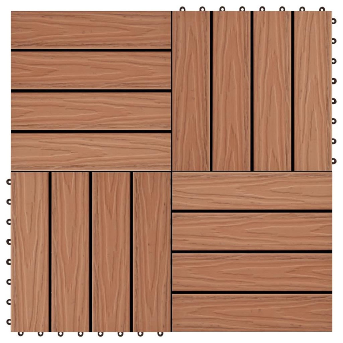 VIDAXL Carreau de terrasse en relief 11 pcs WPC 30 x 30 cm 1 m^2 Marron