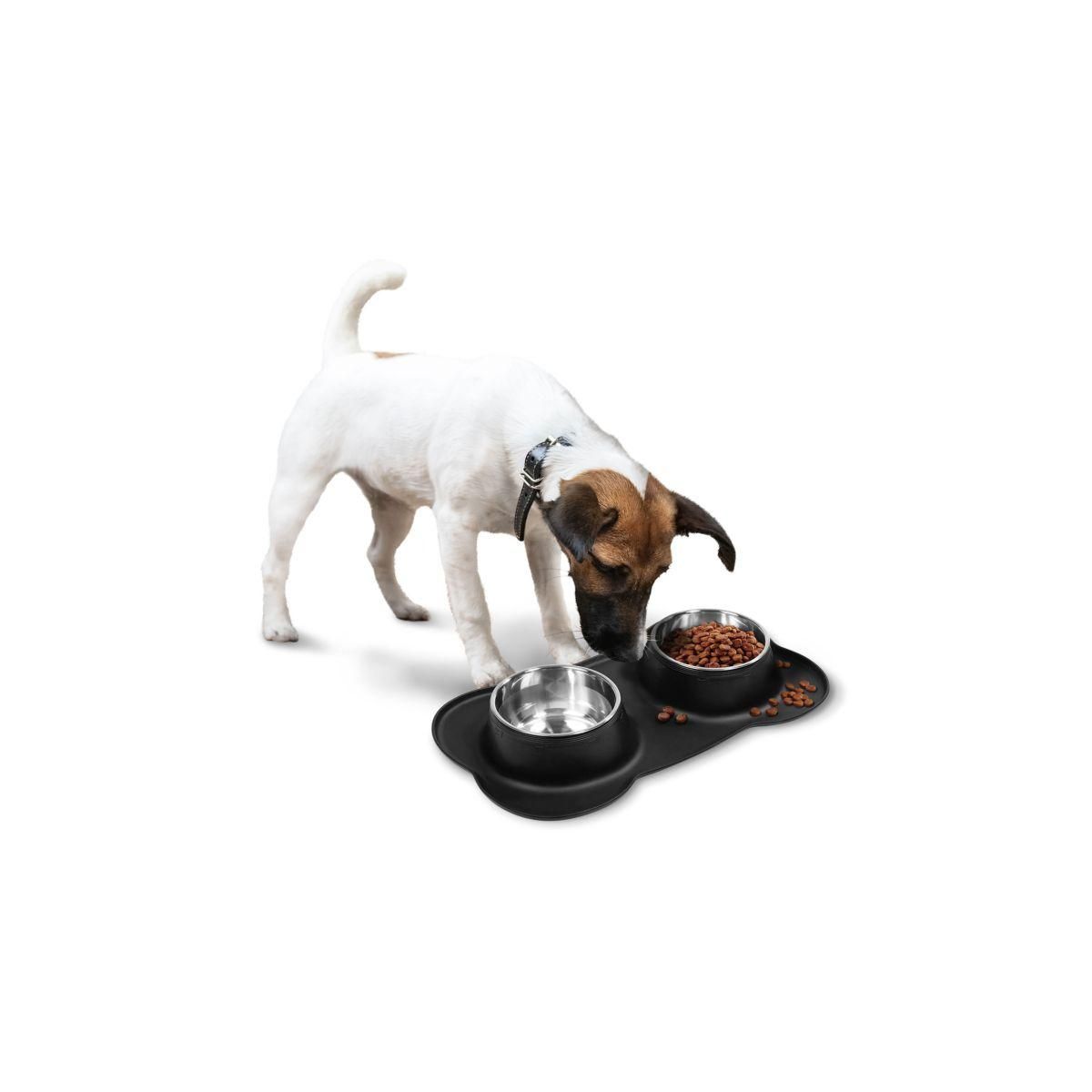 Idomya E. Double gamelle antidérapante noire