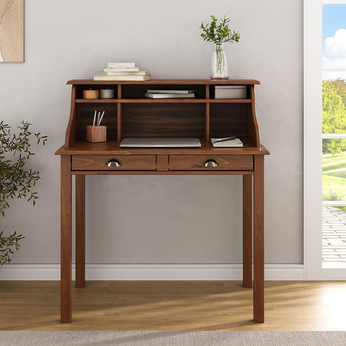 IDIMEX Bureau secrétaire MARLENE, avec 2 tiroirs, en pin massif