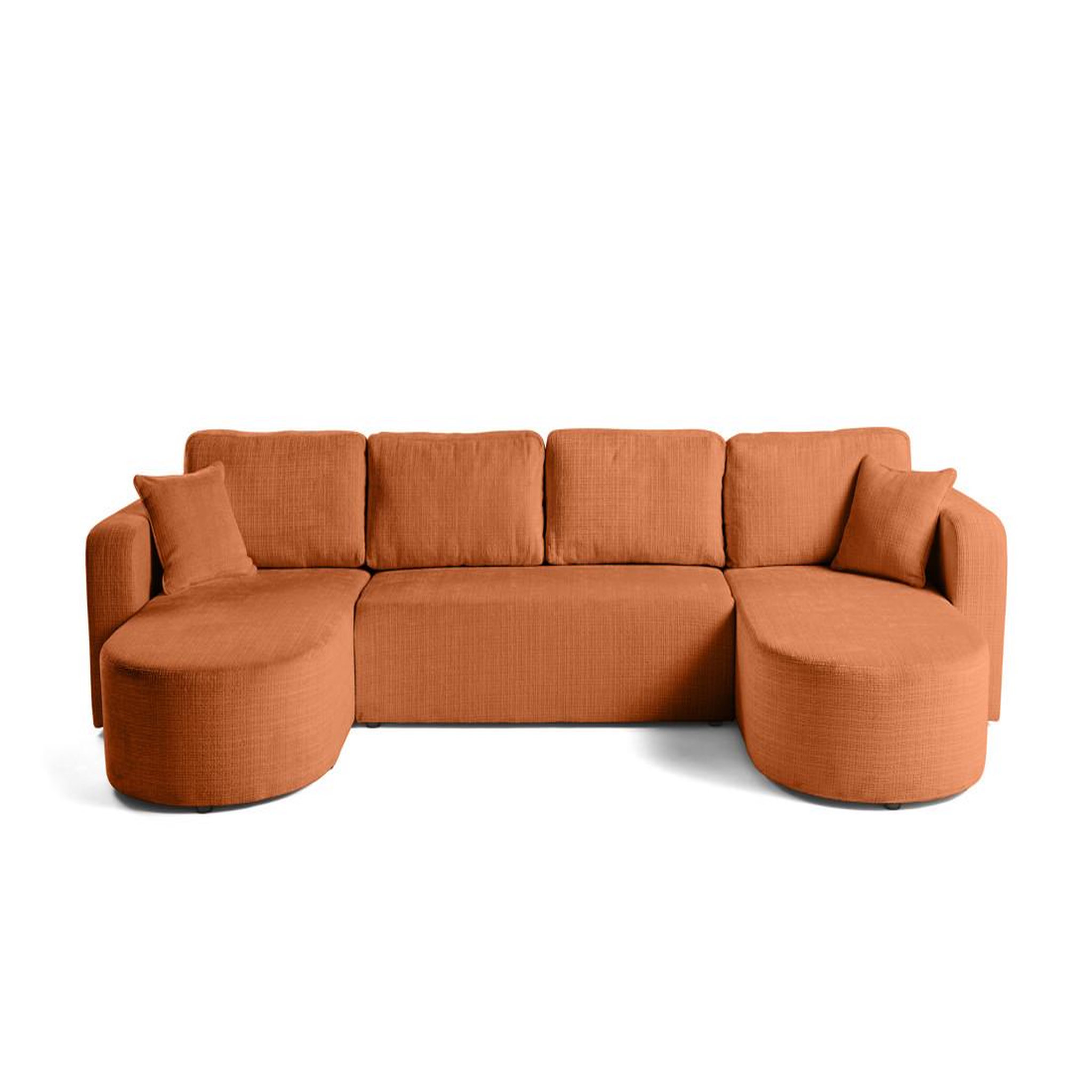 Voir la diapositive 1 : BEST MOBILIER Miro - canapé panoramique en u 7 places - convertible avec coffre - en velours texturé
