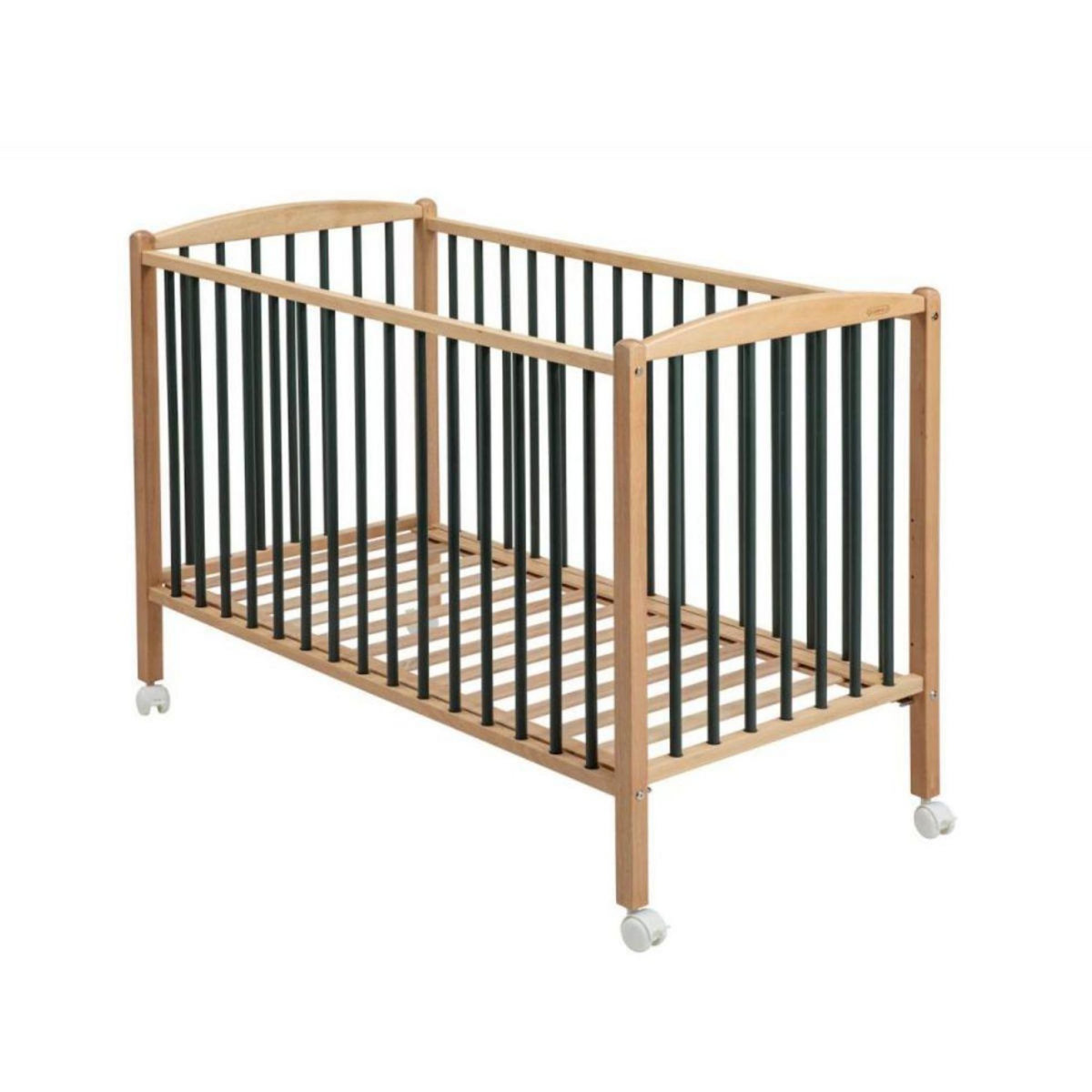 COMBELLE Lit Arthur 60x120 avec roulettes - Design Hybride Kaki pour Bébé