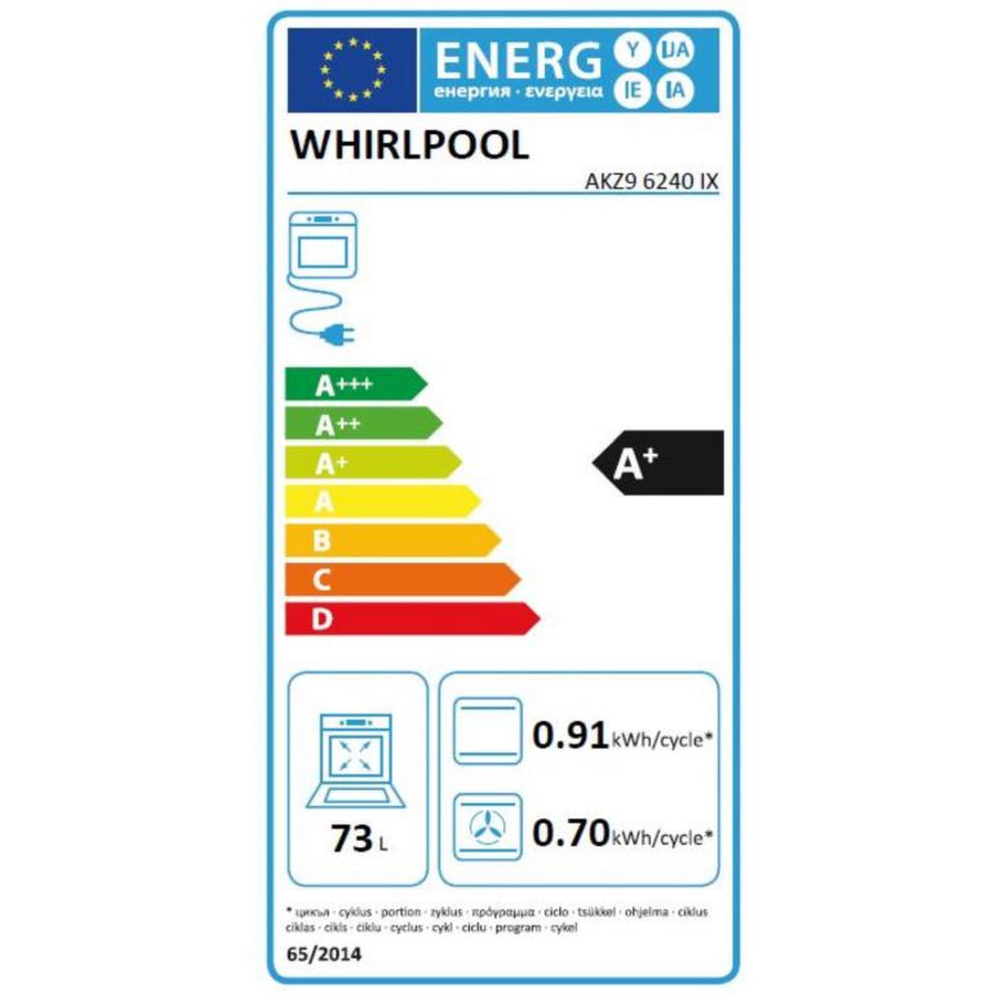Voir la diapositive 2 : Whirlpool Four intégrable multifonction 73l 60cm a+ catalyse inox - akz96240ix