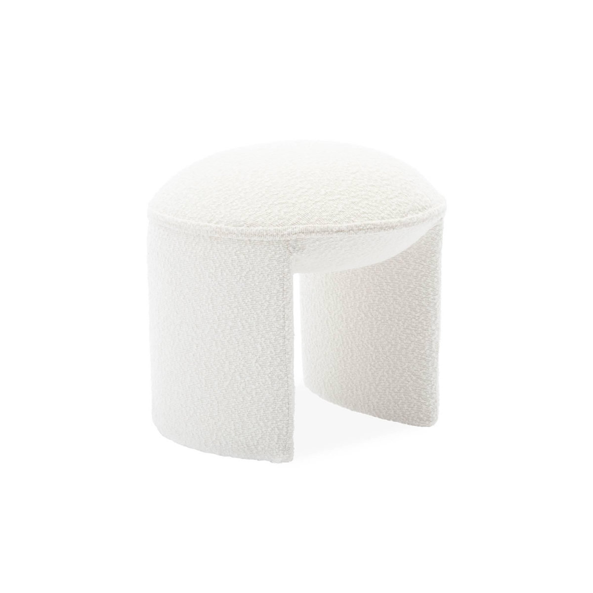 SWEEEK Tabouret. pouf bouclette texturée blanche L 44 x P 44 x H 42cm -SHAWN