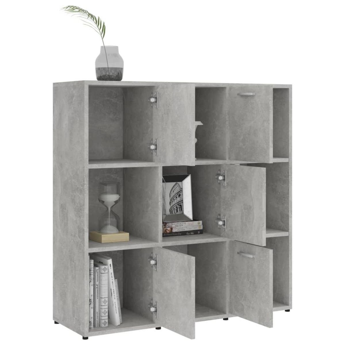 VIDAXL Bibliotheque Gris beton 90x30x90 cm Bois d'ingenierie