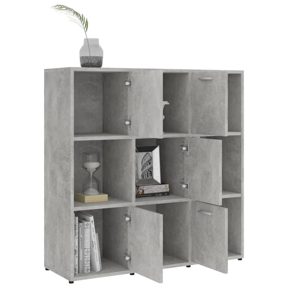 VIDAXL Bibliotheque Gris beton 90x30x90 cm Bois d'ingenierie