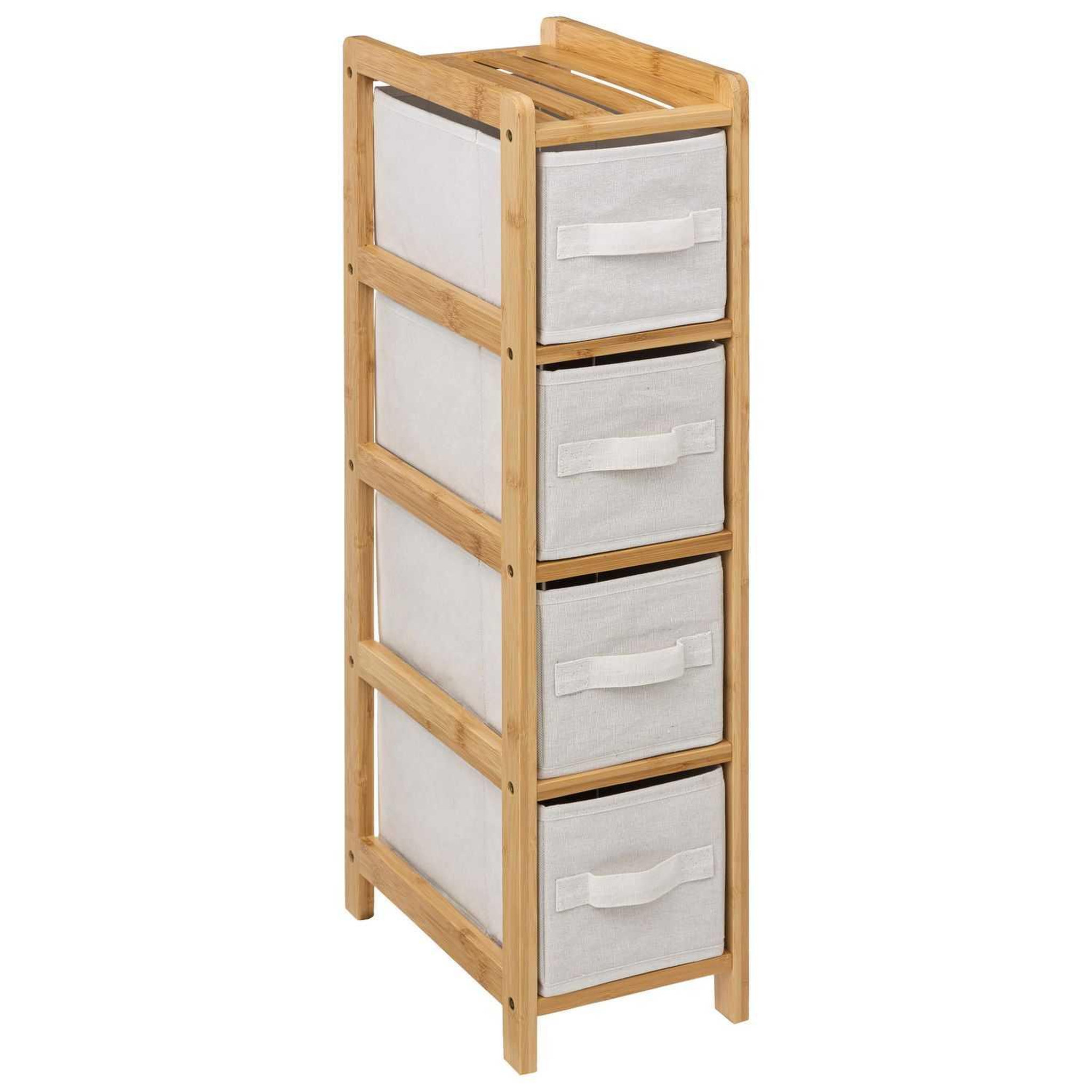 FIVE Meuble étagère fine 4 paniers - banc et marron