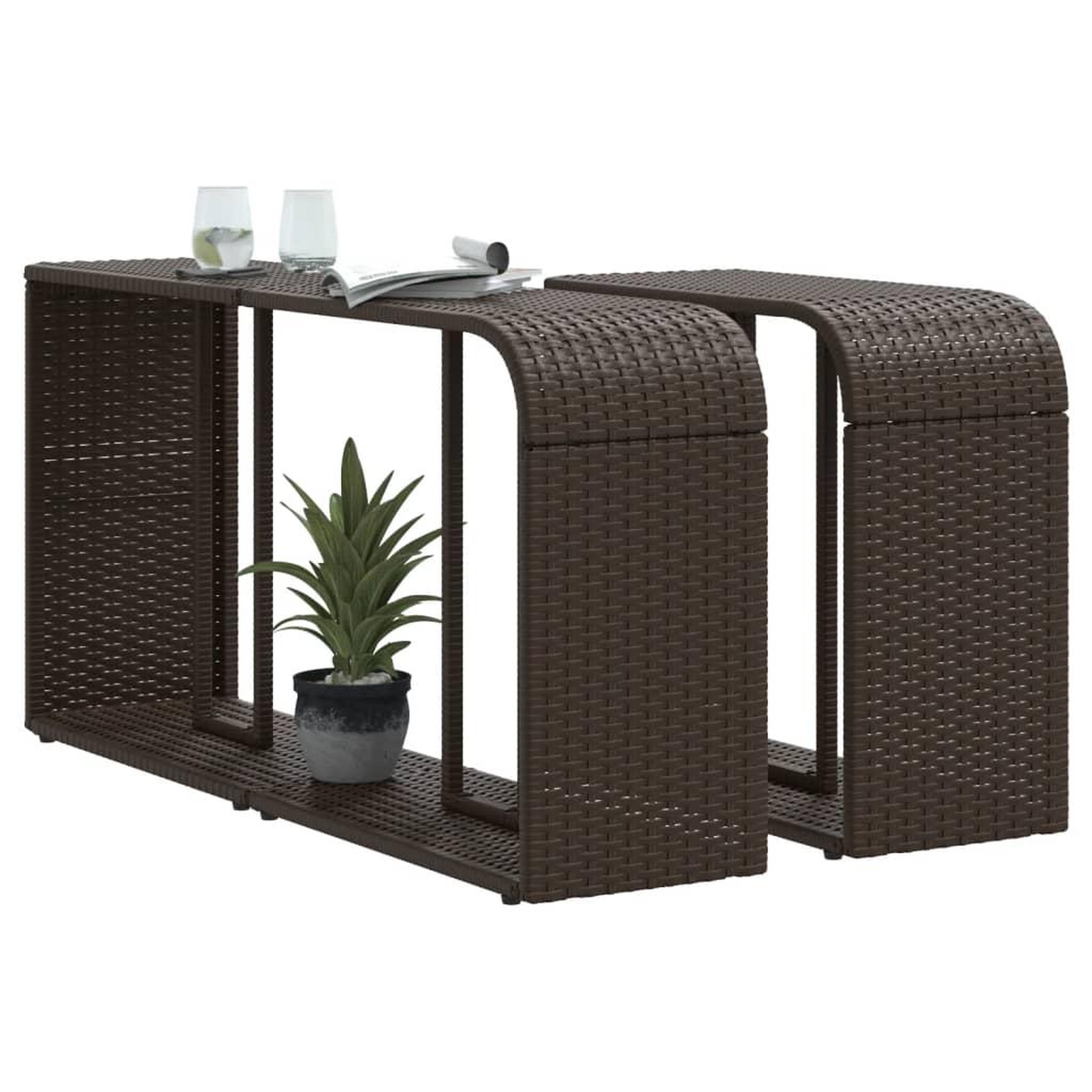 Voir la diapositive 4 : VIDAXL Etageres de rangement 2 pcs marron resine tressee