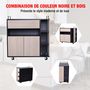 Voir la diapositive 4 : HOMCOM Chariot de service desserte de cuisine à roulettes multi-rangements placard double portes + 3 étagères + niche + tiroir panneaux particules noir chêne