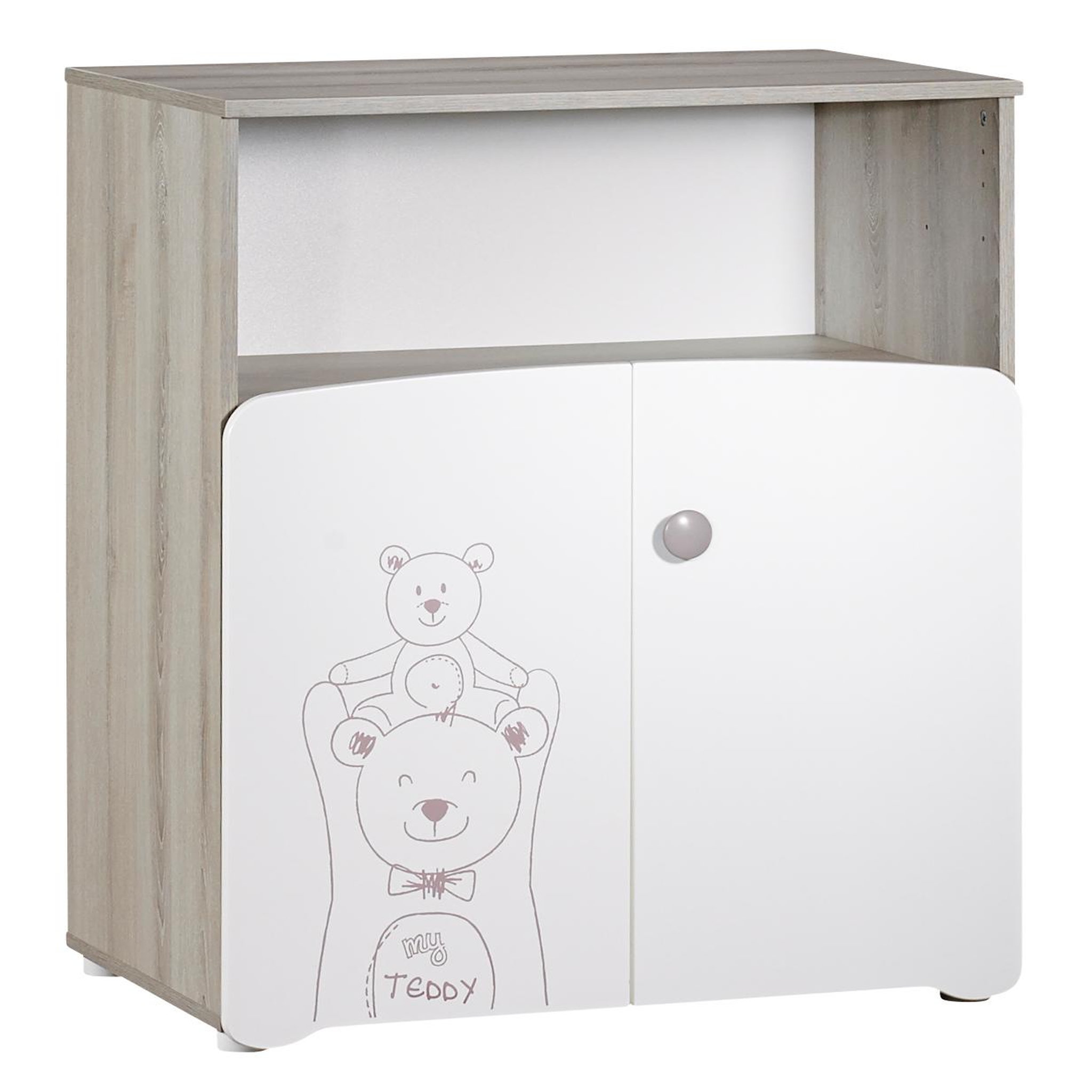 Voir la diapositive 2 : BABY PRICE Commode à langer 2 portes + 1 grande niche TEDDY