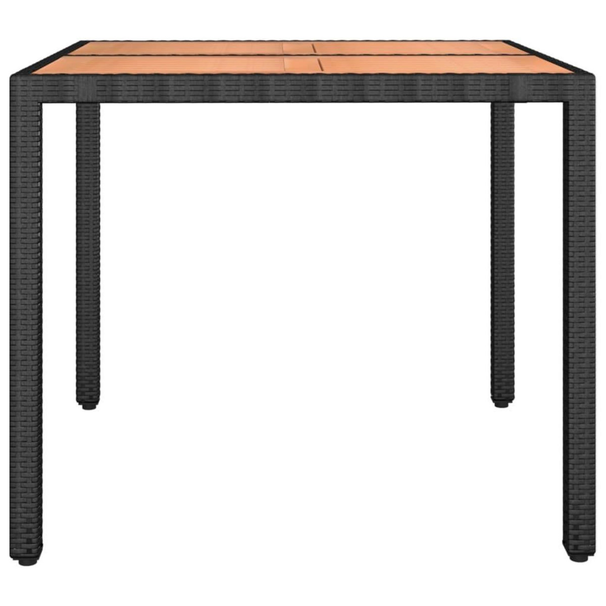 VIDAXL Table de jardin plateau en bois Noir Resine tressee bois massif