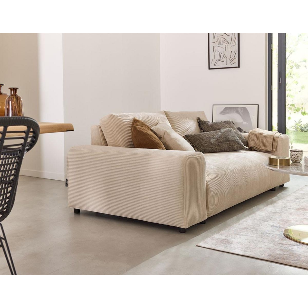 LISA DESIGN Garance - canapé droit 3 places - en velours côtelé