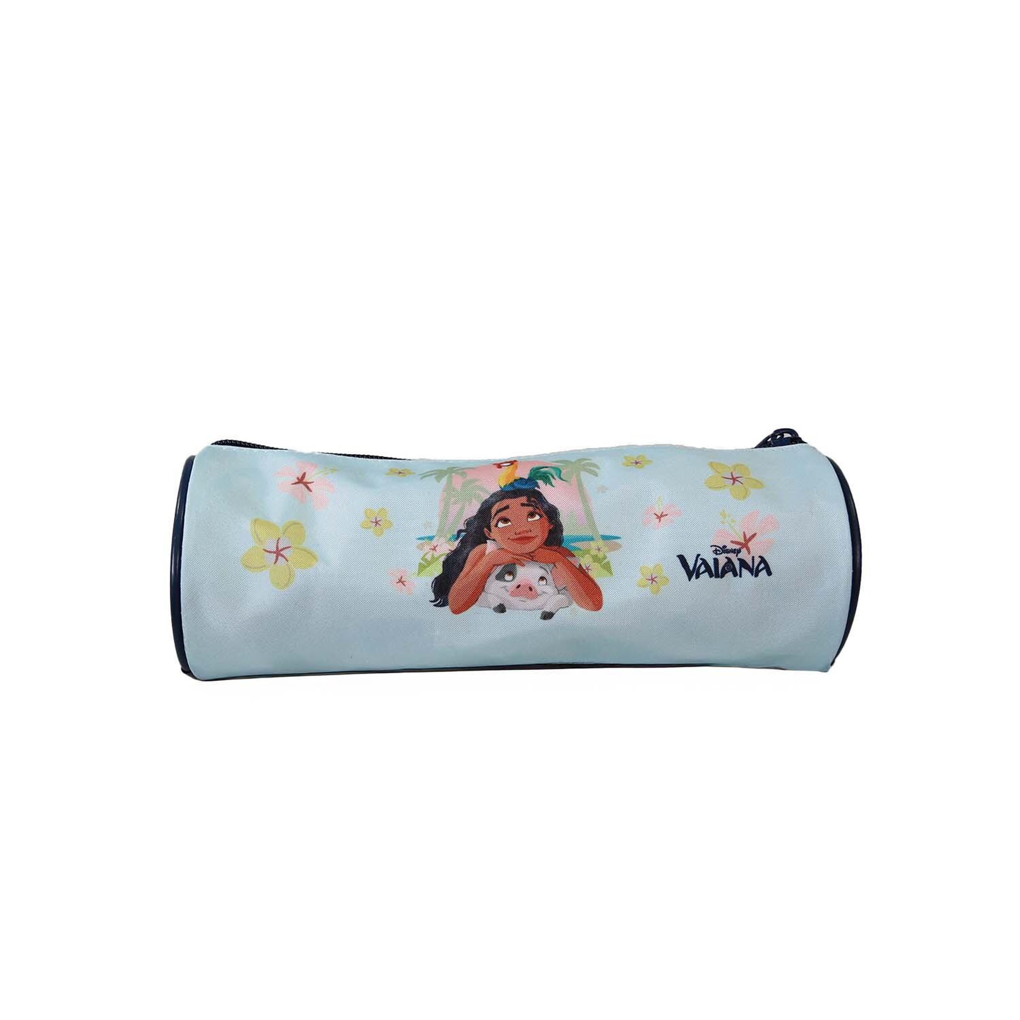 Voir la diapositive 4 : Bagtrotter Vaiana - Trousse scolaire ronde - Fille - Bleu - 1 compartiment zippé