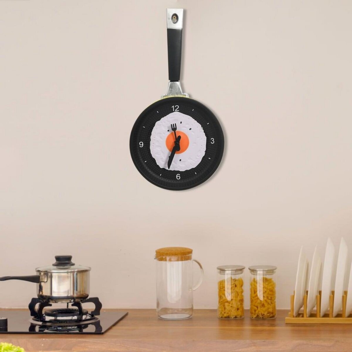 VIDAXL 325164 Wall Clock with Fried Egg Pan Design 18,8 cm