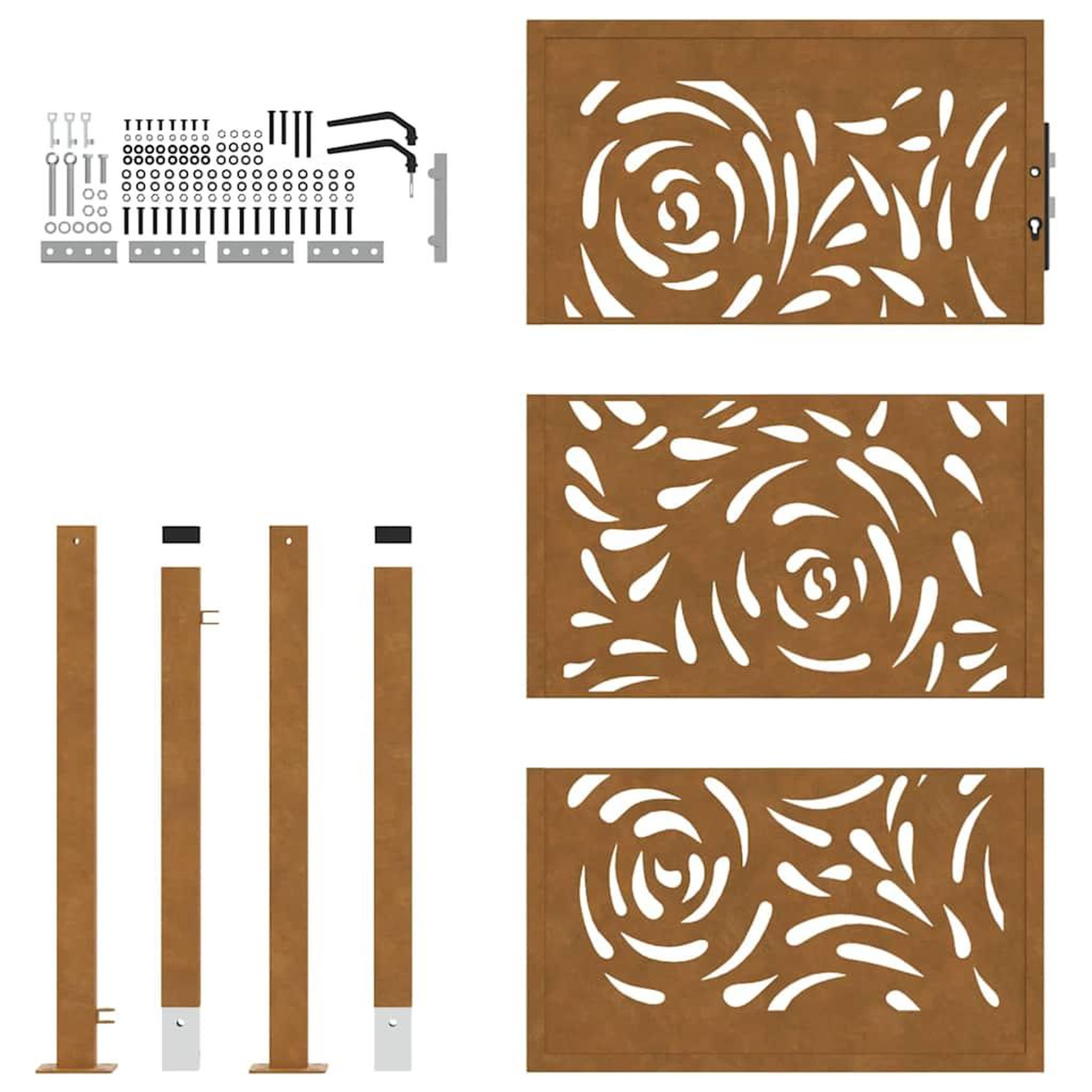 Voir la diapositive 5 : VIDAXL Porte de jardin acier resistant aux intemperies design flamme