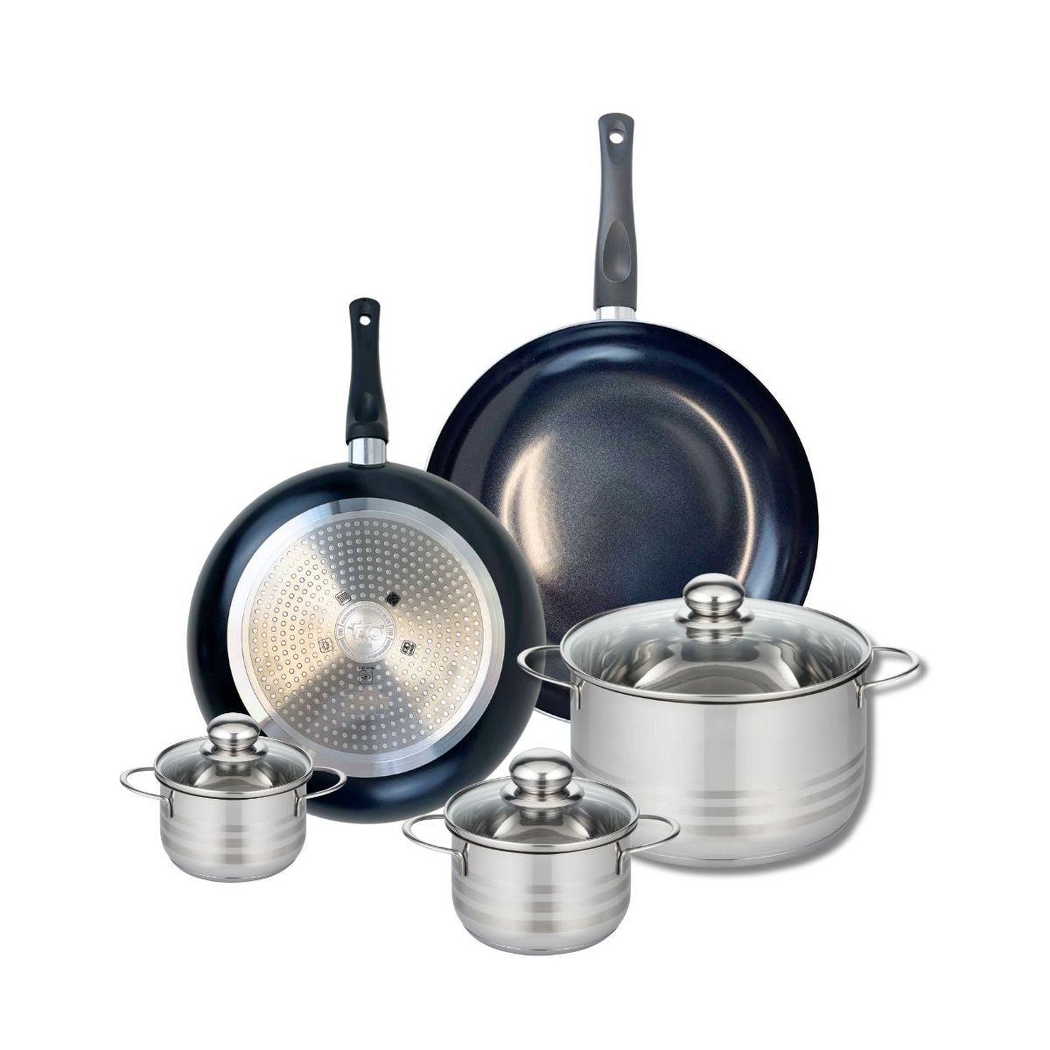 ELO Ensemble de 2 poêles de cuisson 28 et 32 cm et 3 faitouts 12, 14 et 24 cm elo prima brillant