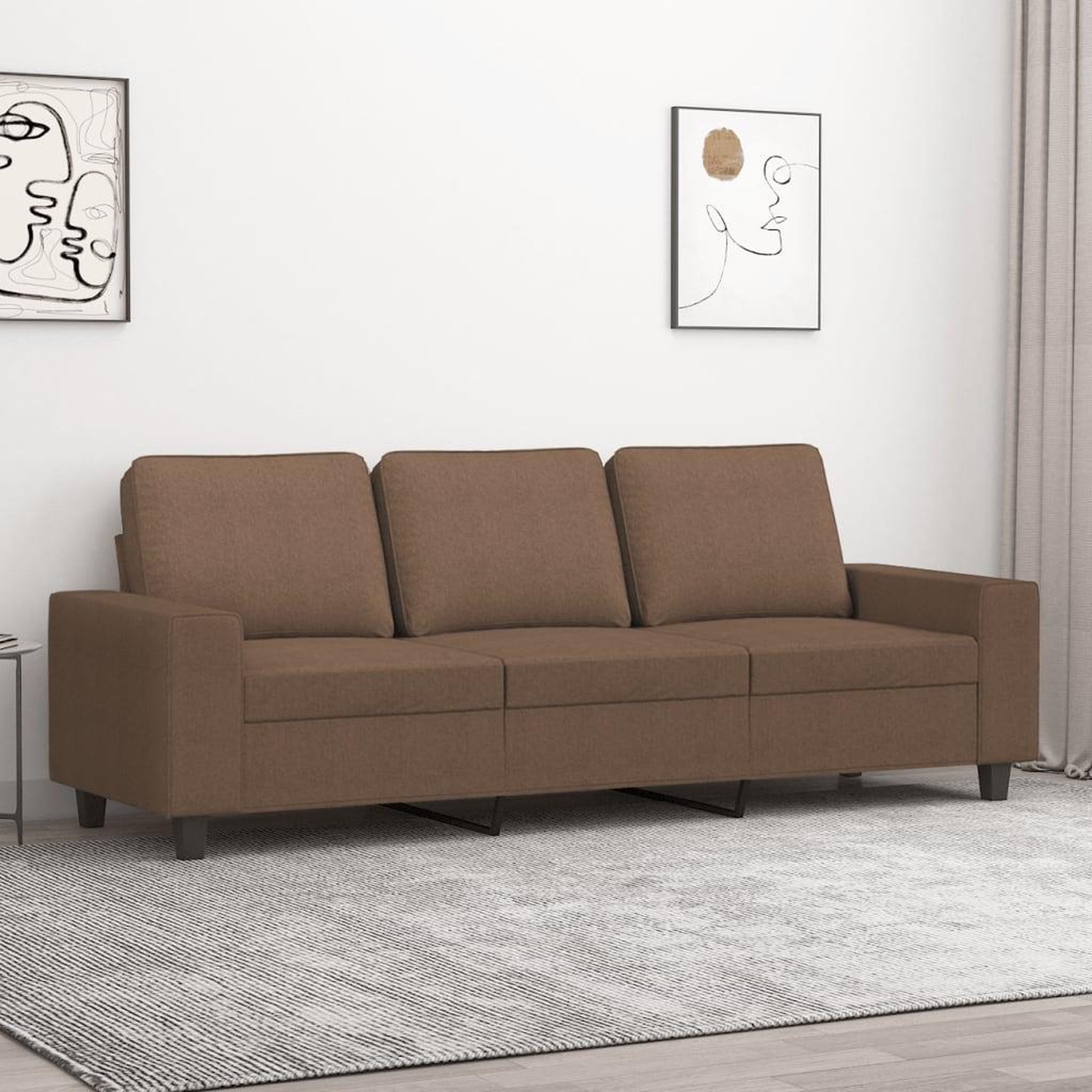 VIDAXL Canape a 3 places Marron 180 cm Tissu
