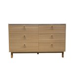 CONCEPT USINE Buffet 6 tiroirs aspect bois rainuré et blanc 120cm BROX