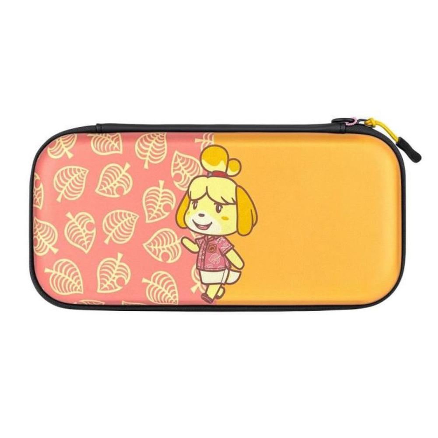 Boîtier de voyage slim Animal Crossing Isabelle pour Nintendo Switch, Switch Lite et Switch OLED, coque robuste anti-rayures orange et rose, fermeture zippée, sangle nylon