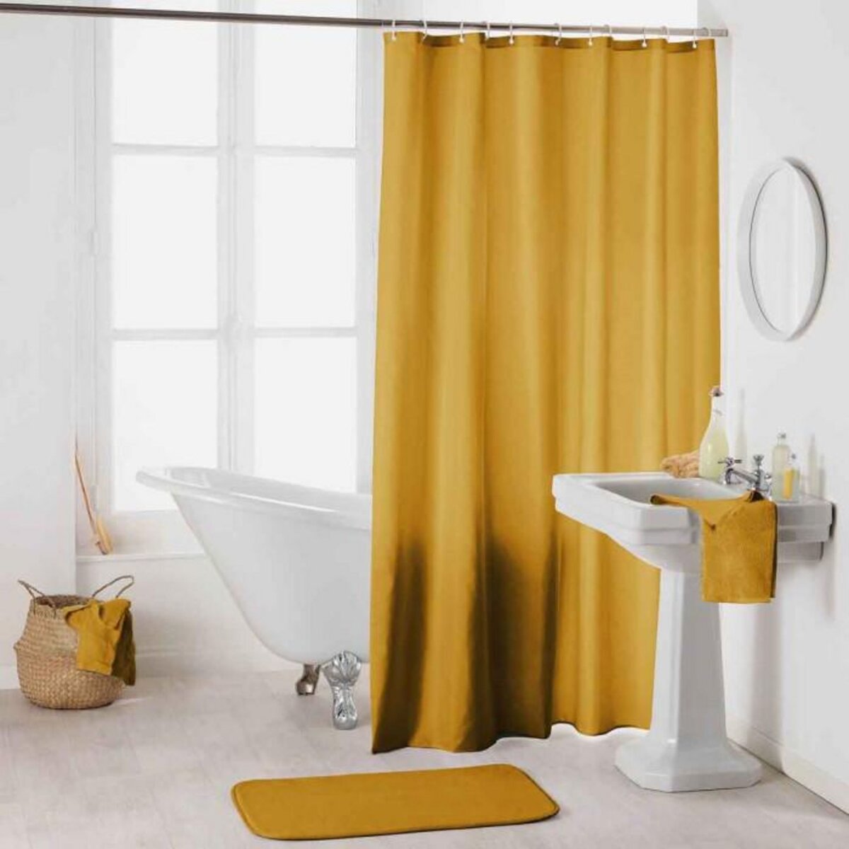 Paris Prix Rideau de Douche Uni  Essencia  180x200cm Ocre