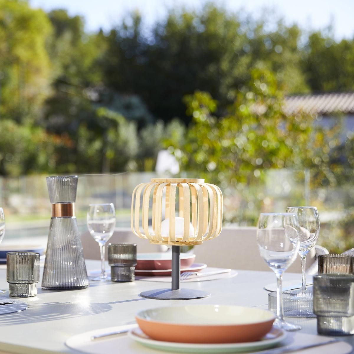 Lumisky Lampe de table sans fil STANDY BAMBOU Beige bambou H25cm