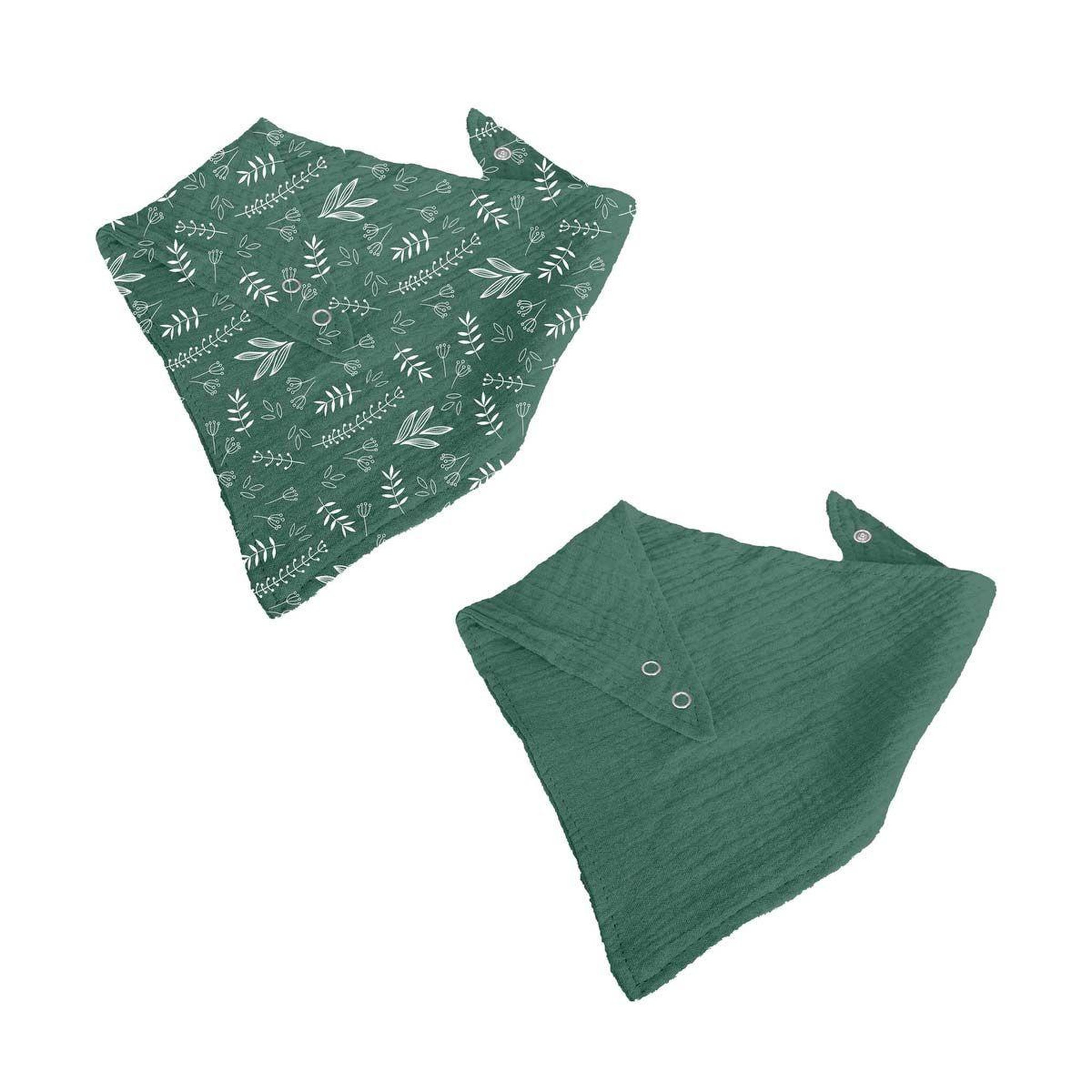BEBE DOUCEUR Lot de 2 bavoirs bébé  bandana  41cm vert foncé