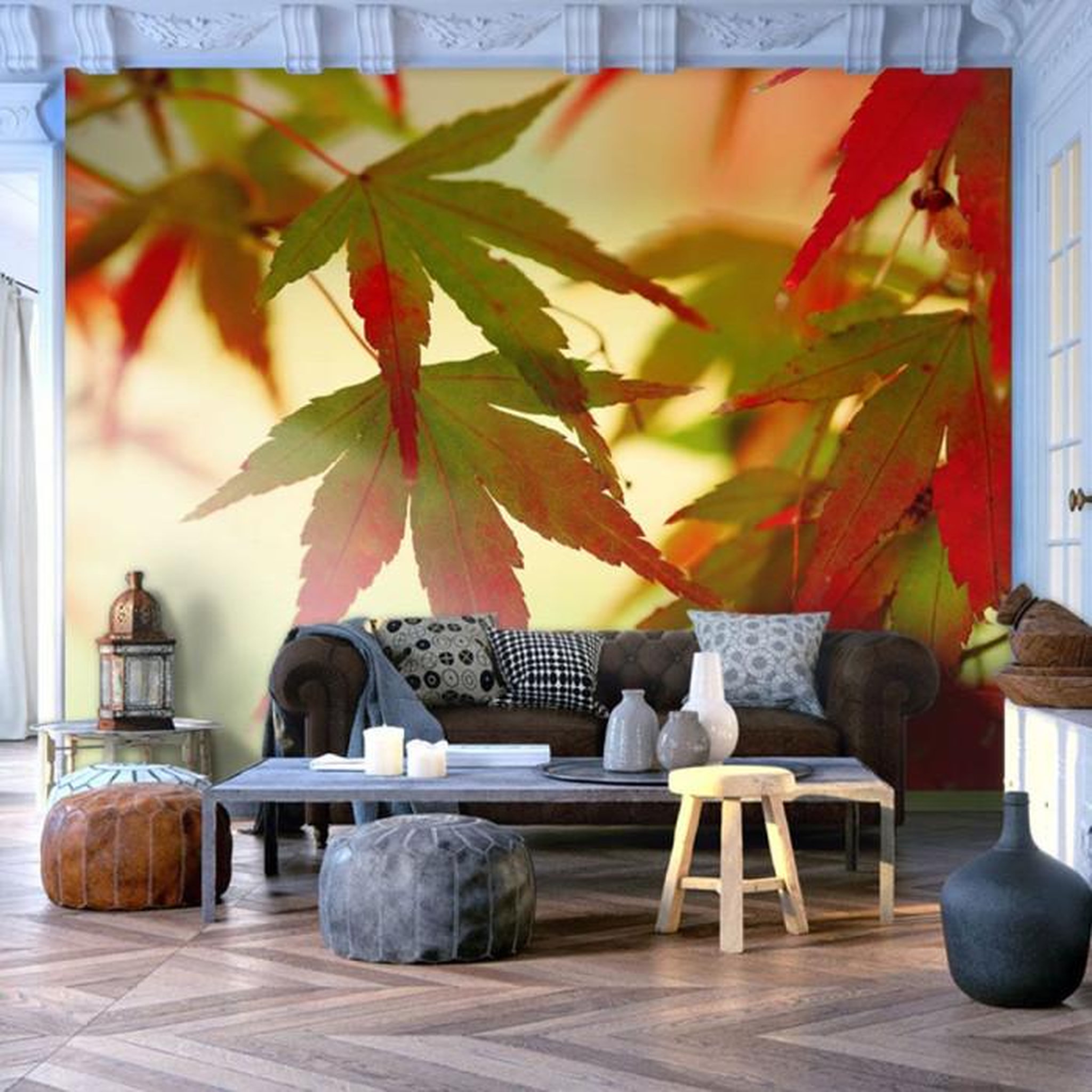 Paris Prix Papier Peint  Feuilles Colorées. Coloris disponibles : Multicolore