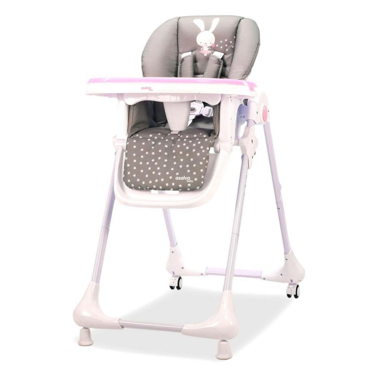 Asalvo Chaise haute avec roues Baby Rabbit - Rose