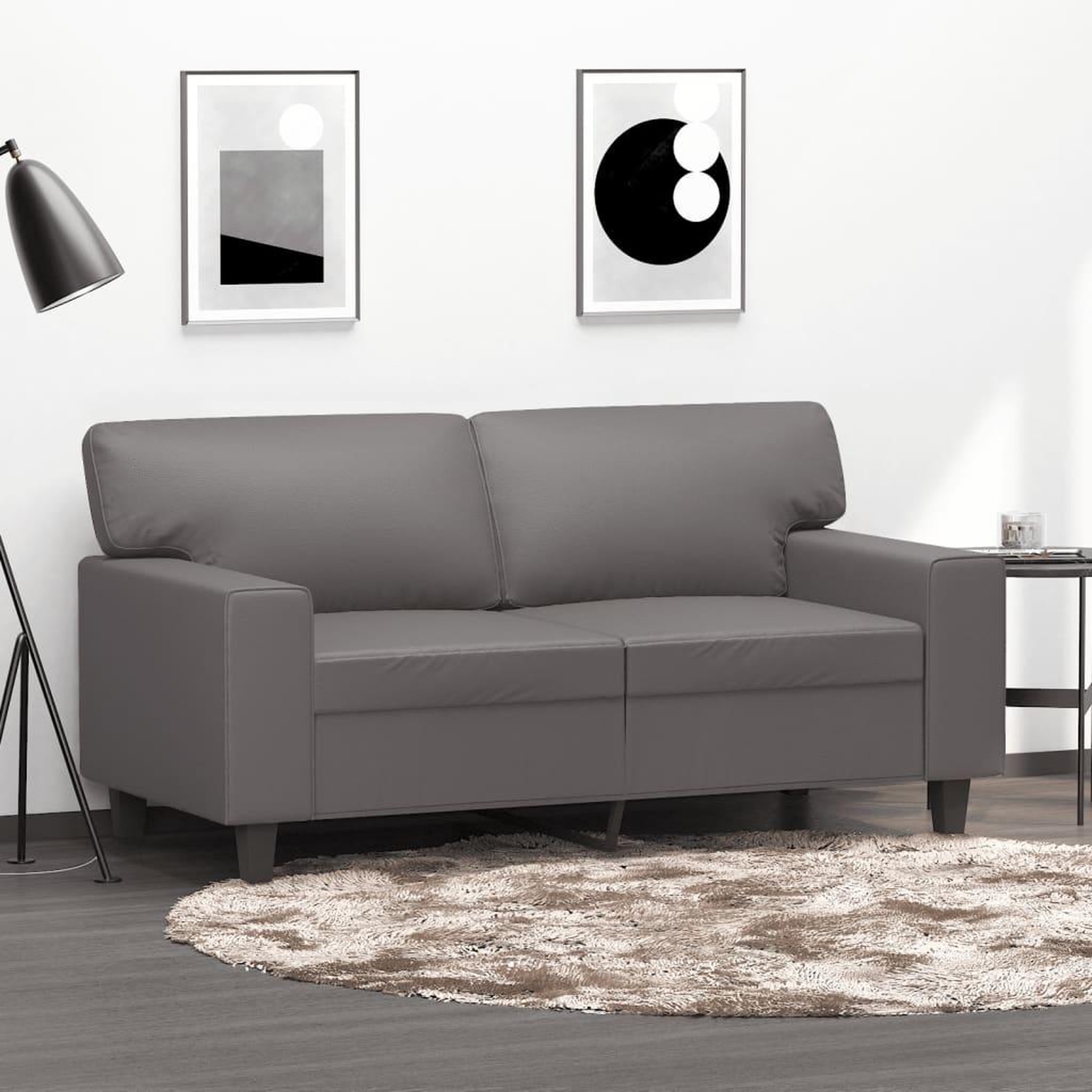 VIDAXL Canape a 2 places Gris 120 cm Similicuir