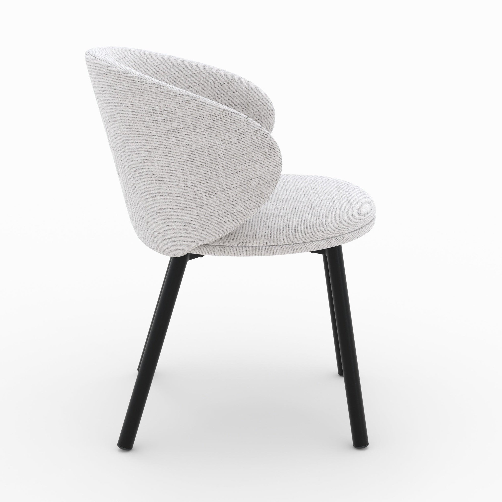 Voir la diapositive 6 : MAISON PAVANE Lot de 2 chaises en tissu gris clair chiné et pieds noirs-cécilia