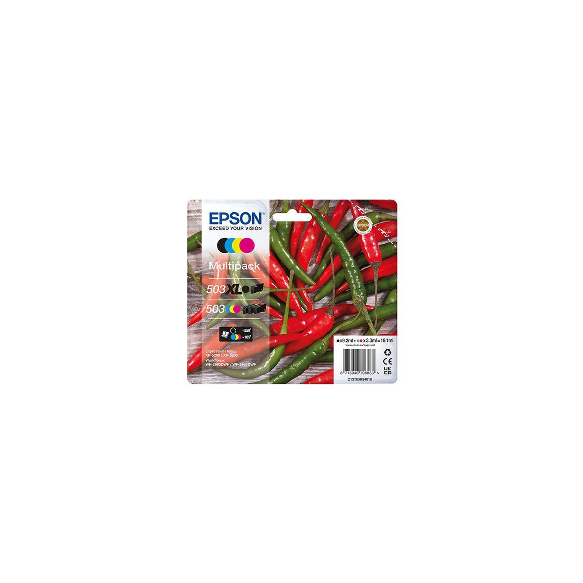 Epson Cartouche d'encre pack multipack 4 originales 503 (noir xl + 3 couleurs) - c13t05a54010