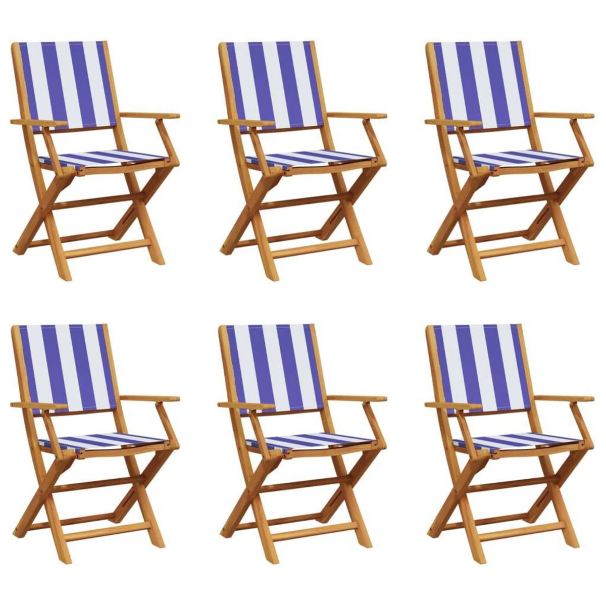 VIDAXL Chaises de jardin pliantes lot de 6 tissu et bois massif