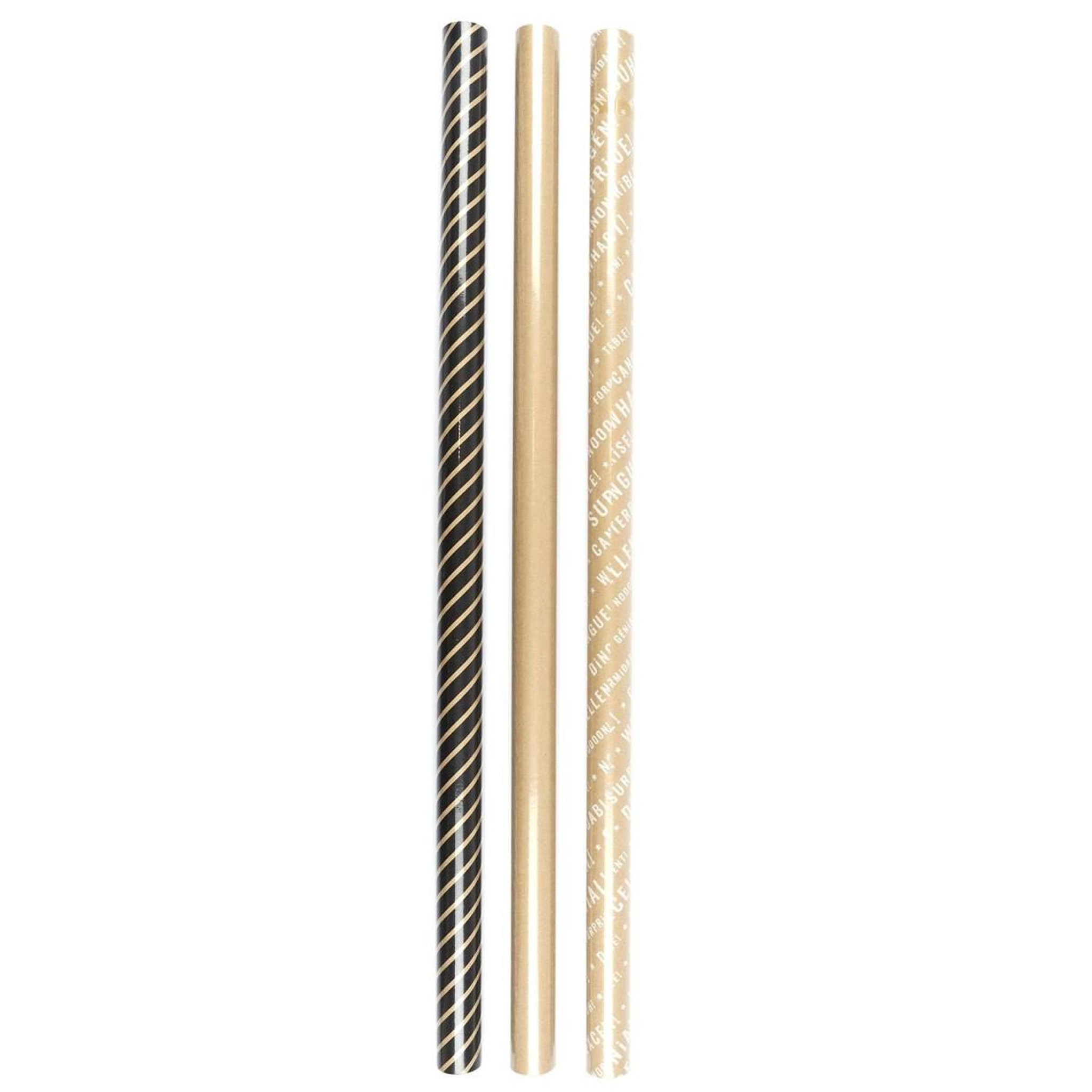 Voir la diapositive 1 : PARTY TIME Lot de 3 Papiers Cadeaux  Kraft  200cm Naturel