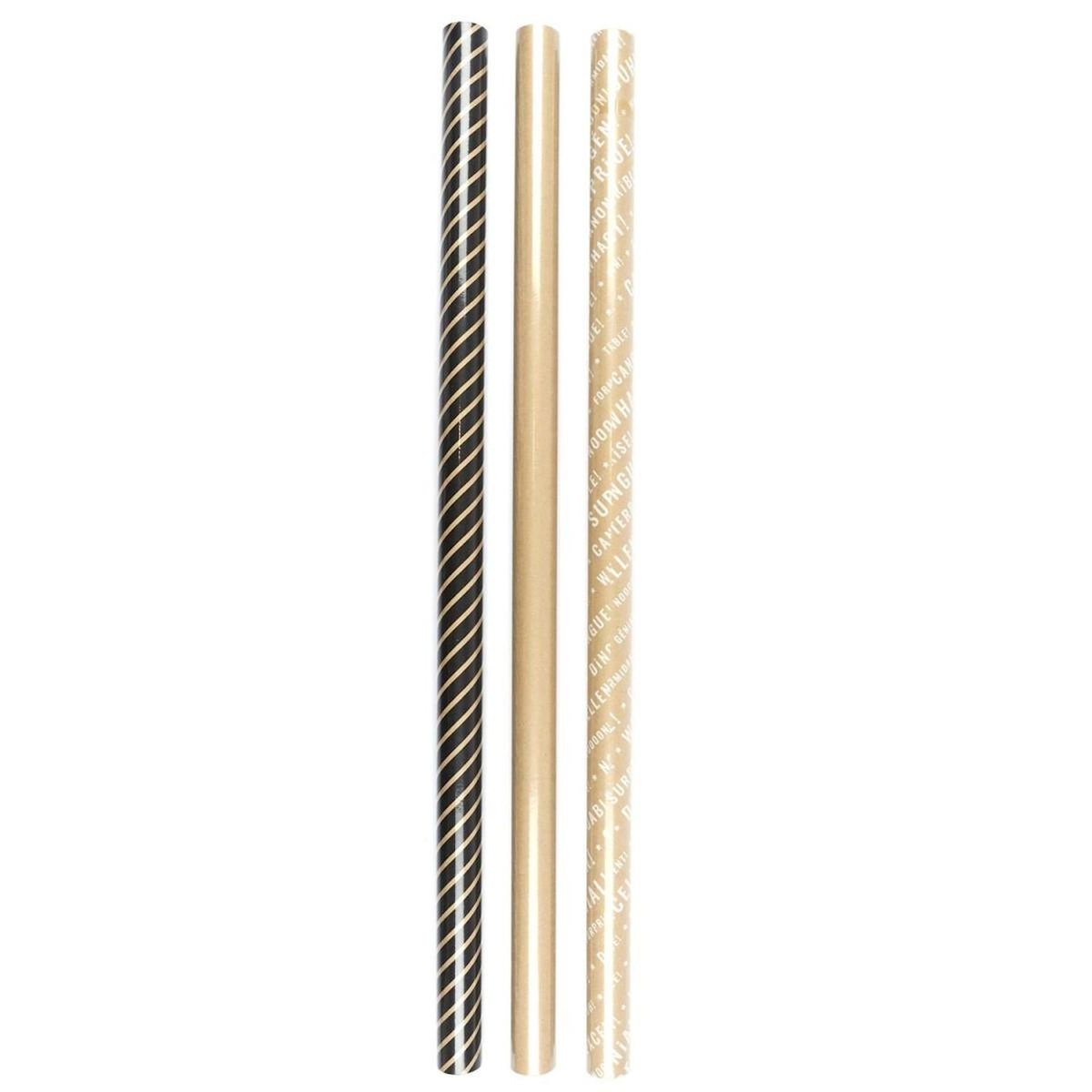 Paris Prix Lot de 3 Papiers Cadeaux  Kraft  200cm Naturel