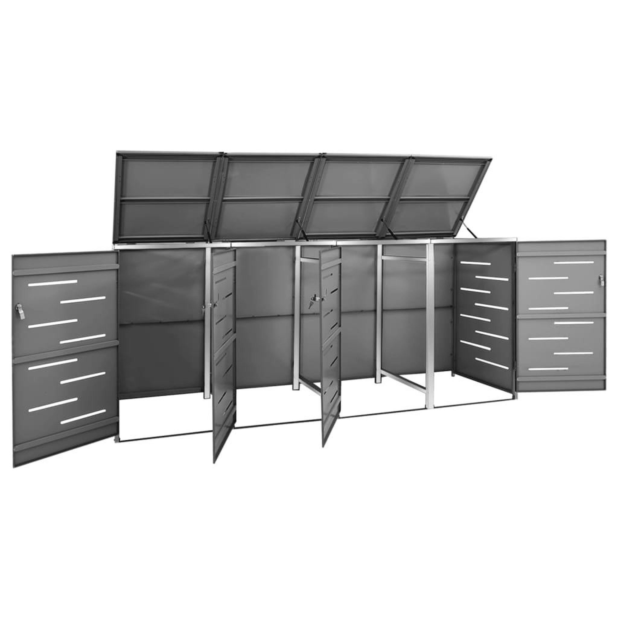 Voir la diapositive 3 : VIDAXL Abri pour quatre poubelles 276,5x77,5x112,5 cm Inox