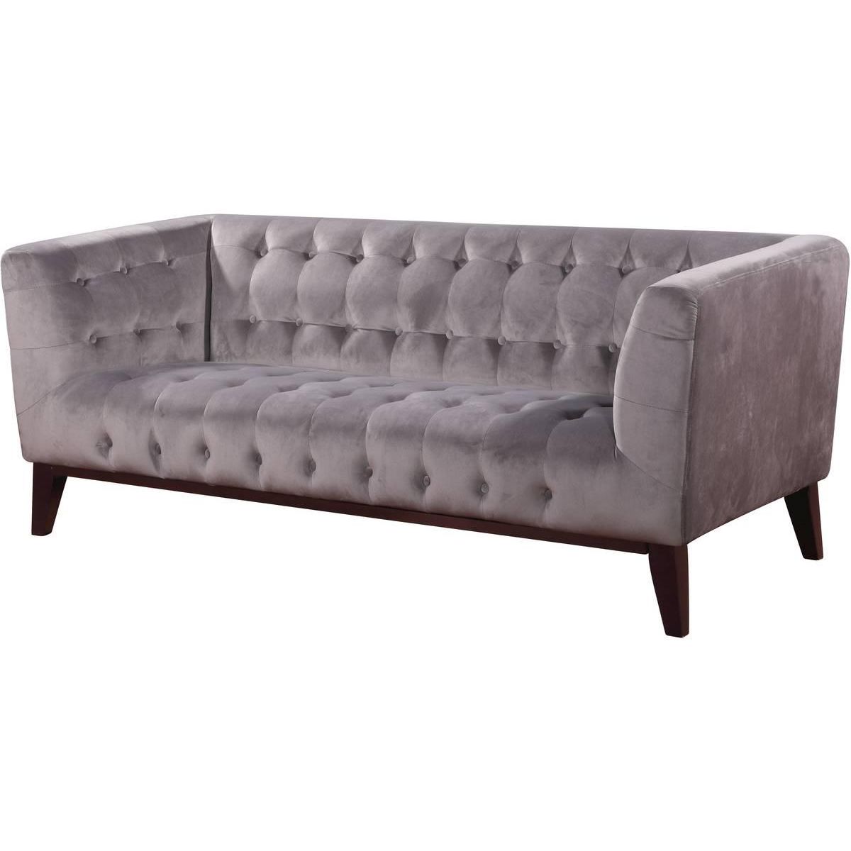 Habitat et Jardin Canapé droit fixe en velours  Vanessa  - 3 places - Gris clair